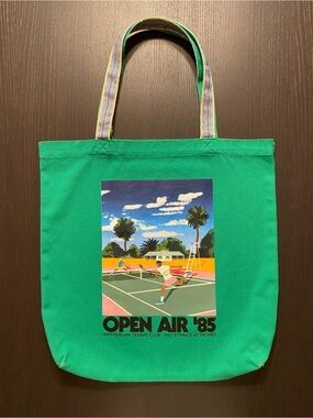 Scotch & Soda Green Large Canvas Bag Tote Laptop Open Air Tennis Graphic